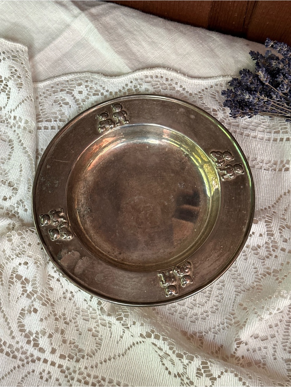 Godinger Silverplate Teddy Bear Child’s Plate Nursery Keepsake 7 Inch